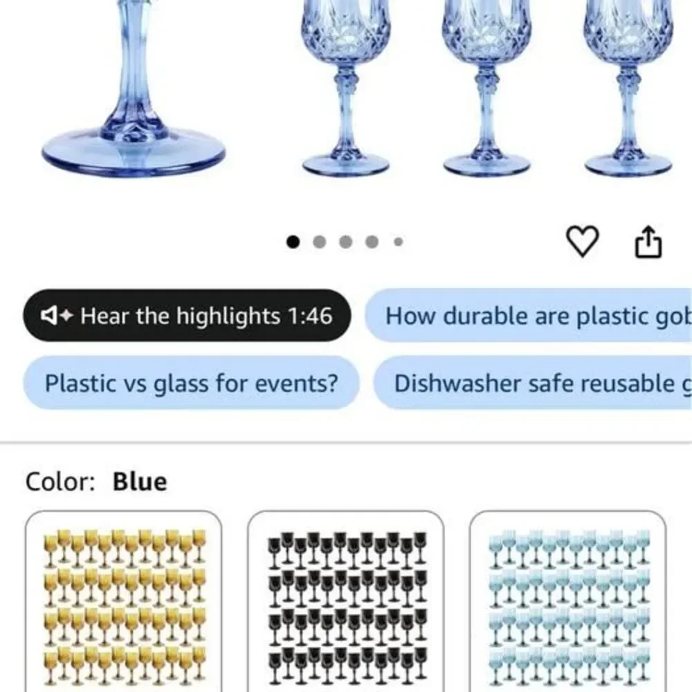 Set of 11 Blue Acrylic Diamond Pattern Wine Goblets